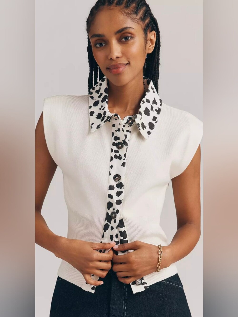Anthropologie Maeve Collared Denim Muscle Sweater Vest Size XS NWT